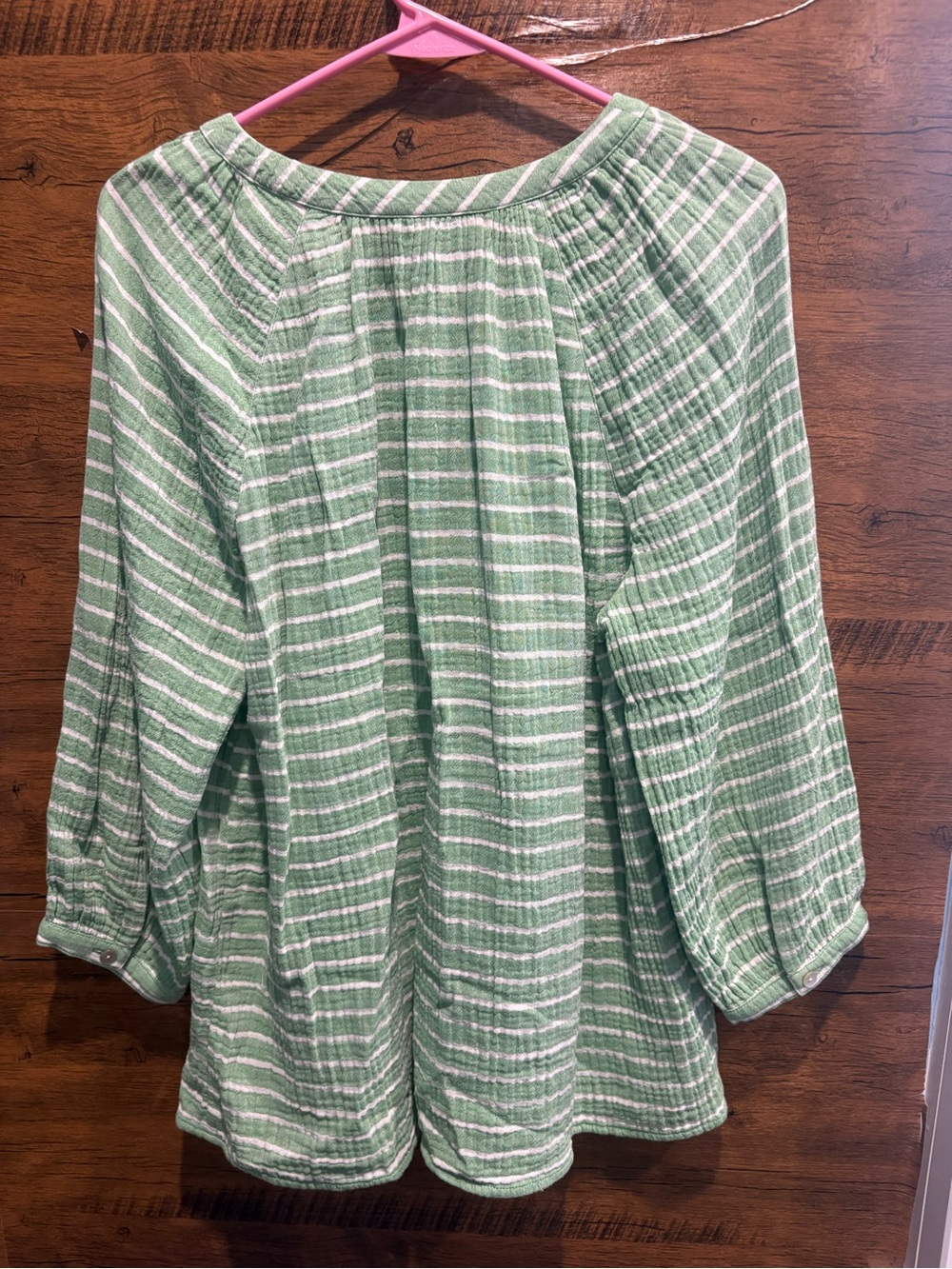 J. Jill Relaxed Green Stripe Button-Front Women’s Top - Picture 6 of 7